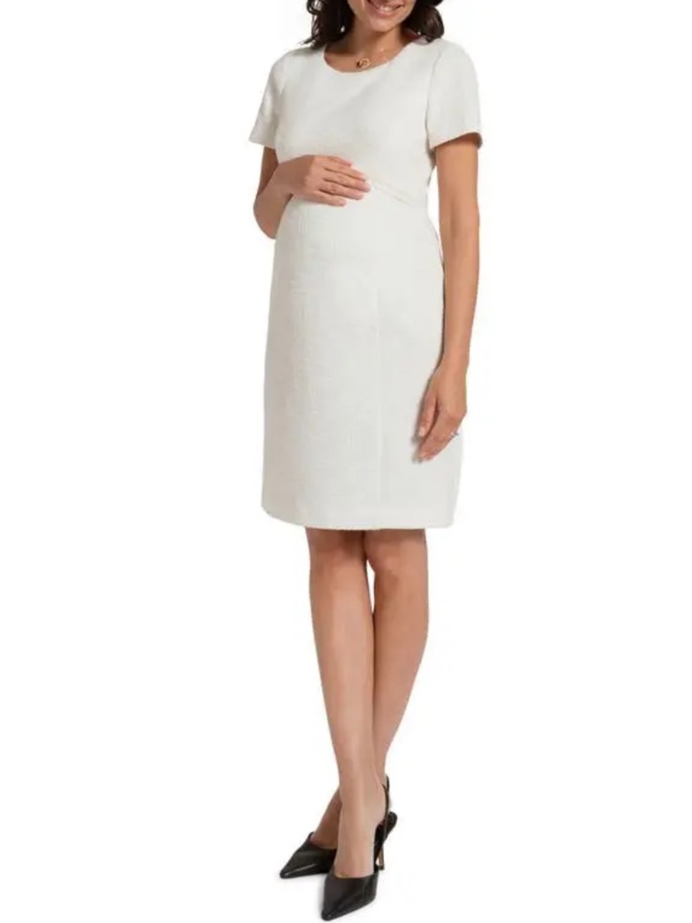 Seraphine The Work Edit Tweed Maternity Dress White Quiet Luxury Career NWT-8 US